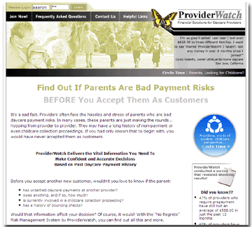 Bad daycare payment risk and chilccare collection