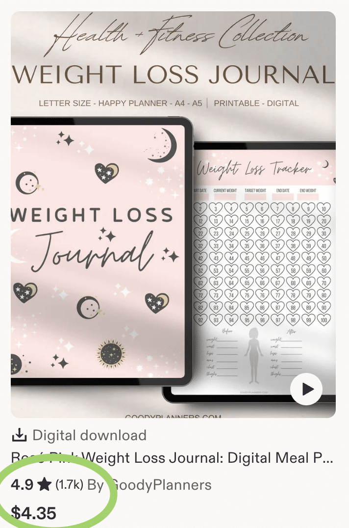weight-loss-journal-pink-rose-etsy digital journal example 4